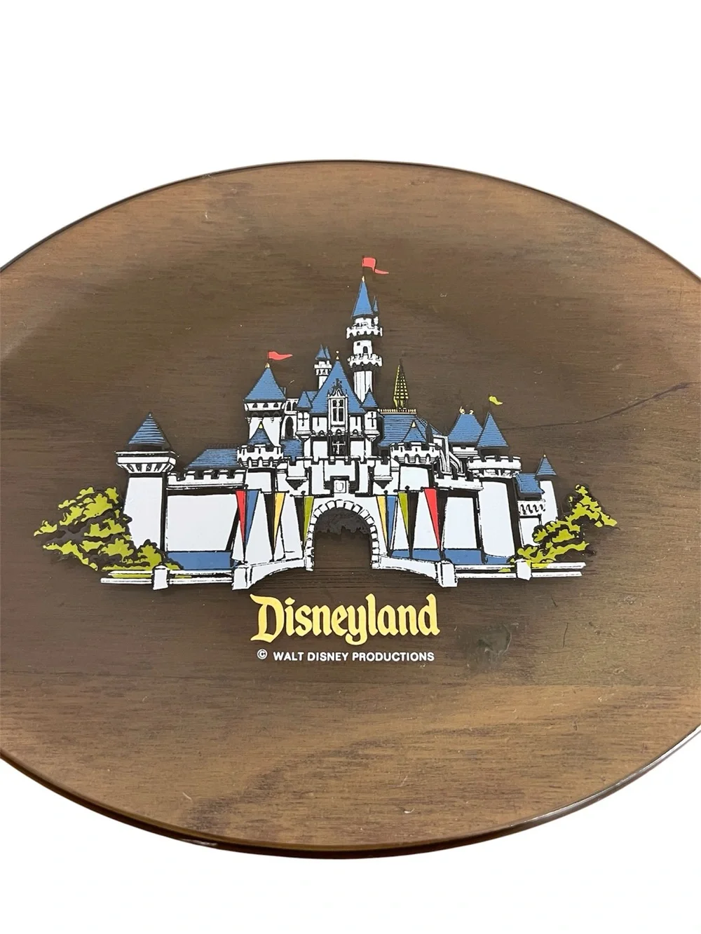 Disney Disneyland Walt Disney Princess Castle Smokey Gray Glass Plate 8.5” Oval‎